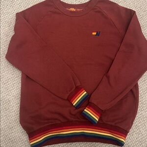 Aviator Nation Maroon Sweatshirt with Rainbow Accents